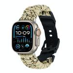 For Apple Watch Ultra 2 49mm Paracord Plain Braided Webbing Buckle Watch Band(Khaki Camouflage)