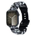 For Apple Watch Series 9 45mm Paracord Plain Braided Webbing Buckle Watch Band(Black White)