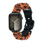 For Apple Watch Series 9 45mm Paracord Plain Braided Webbing Buckle Watch Band(Black Orange)
