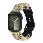 For Apple Watch Series 9 45mm Paracord Plain Braided Webbing Buckle Watch Band(Khaki Camouflage)