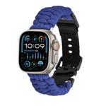 For Apple Watch Ultra 49mm Paracord Plain Braided Webbing Buckle Watch Band(Blue)
