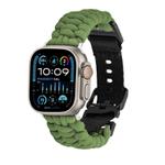 For Apple Watch Ultra 49mm Paracord Plain Braided Webbing Buckle Watch Band(Army Green)