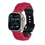 For Apple Watch Ultra 49mm Paracord Plain Braided Webbing Buckle Watch Band(Red)