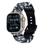 For Apple Watch Ultra 49mm Paracord Plain Braided Webbing Buckle Watch Band(Black White)