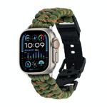 For Apple Watch Ultra 49mm Paracord Plain Braided Webbing Buckle Watch Band(Army Green Orange)