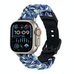 For Apple Watch Ultra 49mm Paracord Plain Braided Webbing Buckle Watch Band(Blue Green)