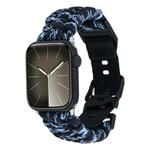 For Apple Watch Series 8 41mm Paracord Plain Braided Webbing Buckle Watch Band(Black Blue)