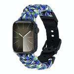 For Apple Watch Series 8 41mm Paracord Plain Braided Webbing Buckle Watch Band(Blue Green)