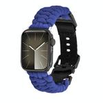 For Apple Watch SE 2022 40mm Paracord Plain Braided Webbing Buckle Watch Band(Blue)