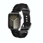 For Apple Watch Series 7 45mm Paracord Plain Braided Webbing Buckle Watch Band(Black)