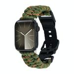 For Apple Watch Series 7 45mm Paracord Plain Braided Webbing Buckle Watch Band(Army Green Orange)