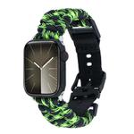 For Apple Watch SE 40mm Paracord Plain Braided Webbing Buckle Watch Band(Black Green)