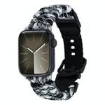 For Apple Watch SE 44mm Paracord Plain Braided Webbing Buckle Watch Band(Black White)