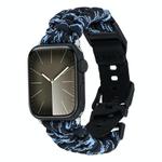 For Apple Watch SE 44mm Paracord Plain Braided Webbing Buckle Watch Band(Black Blue)