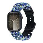 For Apple Watch SE 44mm Paracord Plain Braided Webbing Buckle Watch Band(Blue Green)