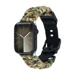For Apple Watch Series 6 44mm Paracord Plain Braided Webbing Buckle Watch Band(Army Green Camouflage)