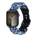 For Apple Watch Series 5 44mm Paracord Plain Braided Webbing Buckle Watch Band(Blue Green)