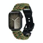 For Apple Watch Series 4 44mm Paracord Plain Braided Webbing Buckle Watch Band(Army Green Orange)