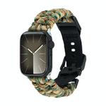 For Apple Watch Series 4 44mm Paracord Plain Braided Webbing Buckle Watch Band(Army Green Camouflage)