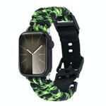 For Apple Watch Series 2 42mm Paracord Plain Braided Webbing Buckle Watch Band(Black Green)