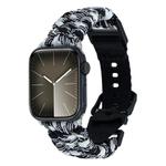 For Apple Watch 42mm Paracord Plain Braided Webbing Buckle Watch Band(Black White)