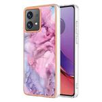 For Motorola Moto G84 Electroplating Marble Dual-side IMD Phone Case(Pink 013)