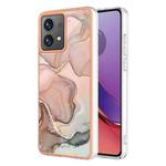 For Motorola Moto G84 Electroplating Marble Dual-side IMD Phone Case(Rose Gold 015)