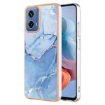 For Motorola Moto G34 Electroplating Marble Dual-side IMD Phone Case(Blue 018)