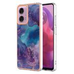 For Motorola Moto G04 / G24 4G Electroplating Marble Dual-side IMD Phone Case(Purple 016)