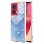 For Motorola Edge 50 Fusion Electroplating Marble Dual-side IMD Phone Case(Blue 018)