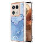 For Motorola Edge 50 Ultra Electroplating Marble Dual-side IMD Phone Case(Blue 018)