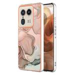 For Motorola Edge 50 Ultra Electroplating Marble Dual-side IMD Phone Case(Rose Gold 015)