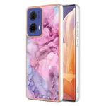 For Motorola Moto G85 Electroplating Marble Dual-side IMD Phone Case(Pink 013)