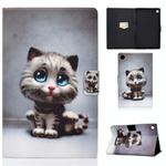 For Samsung Galaxy Tab A9 Electric Pressed Colored Drawing Leather Tablet Case(Cat)
