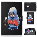 For Samsung Galaxy Tab A9 Electric Horizontal Flat Painted Leather Tablet Case(Boxing Cat)