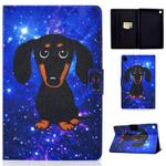 For Samsung Galaxy Tab A9 Electric Pressed Colored Drawing Leather Tablet Case(Little Black Dog)