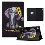 For Samsung Galaxy Tab A9 Electric Pressed Colored Drawing Leather Tablet Case(Chrysanthemum Elephant)