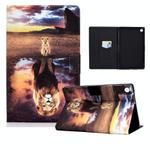 For Samsung Galaxy Tab A9+ Electric Pressed Colored Drawing Leather Tablet Case with Sleep / Wake-up Function(Leopard and Lion)