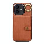 For iPhone 11 Brushed Texture Wallet Ring Holder Phone Case(Brown)