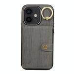 For iPhone 11 Brushed Texture Wallet Ring Holder Phone Case(Grey)