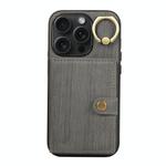 For iPhone 13 Pro Max Brushed Texture Wallet Ring Holder Phone Case(Grey)