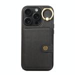 For iPhone 14 Pro Brushed Texture Wallet Ring Holder Phone Case(Black)