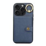 For iPhone 14 Pro Brushed Texture Wallet Ring Holder Phone Case(Blue)