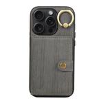 For iPhone 14 Pro Brushed Texture Wallet Ring Holder Phone Case(Grey)