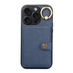 For iPhone 15 Pro Max Brushed Texture Wallet Ring Holder Phone Case(Blue)