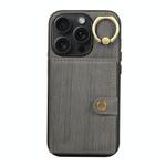 For iPhone 15 Pro Max Brushed Texture Wallet Ring Holder Phone Case(Grey)