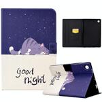 For Samsung Galaxy Tab A9 Electric Pressed Colored Drawing Leather Tablet Case(Lazy Cat)