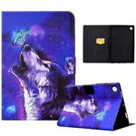 For Samsung Galaxy Tab A9 Electric Pressed Colored Drawing Leather Tablet Case(Butterfly Wolf)