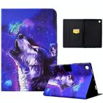 For Samsung Galaxy Tab A9+ Electric Pressed Colored Drawing Leather Tablet Case with Sleep / Wake-up Function(Butterfly Wolf)