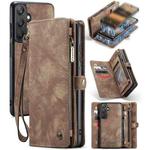 For Samsung Galaxy A25 4G CaseMe 008 Multifunctional Zipper Wallet Leather Phone Case with Lanyard(Brown)